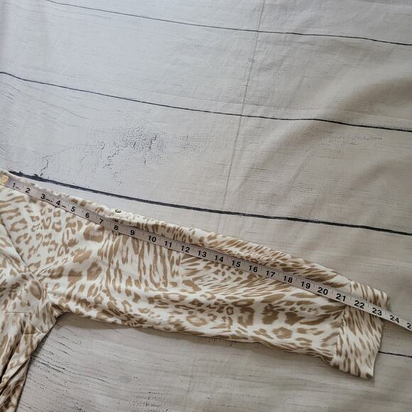 Calvin Klein Size L Asymmetrical Zip Animal Print Blouse Mature Office - Picture 6 of 8